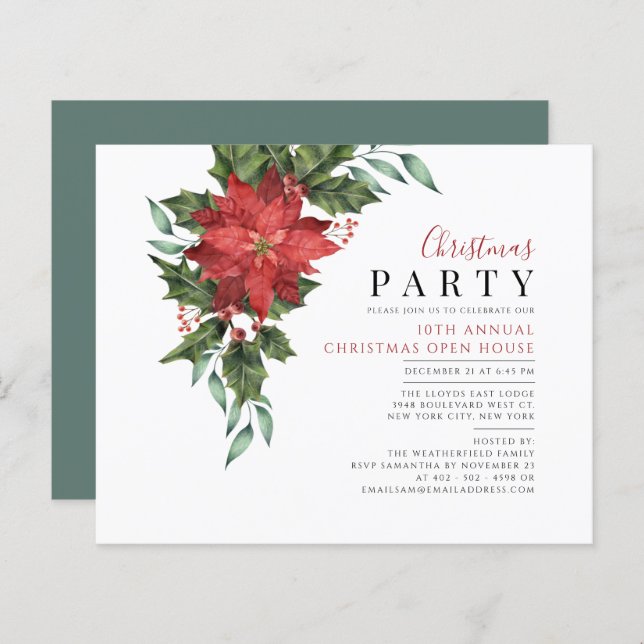 Lámina Invitación floral a casa abierta de Navidades de p (Anverso / Reverso)
