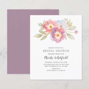 Lámina Invitación floral a la ducha de novia Pastel con p