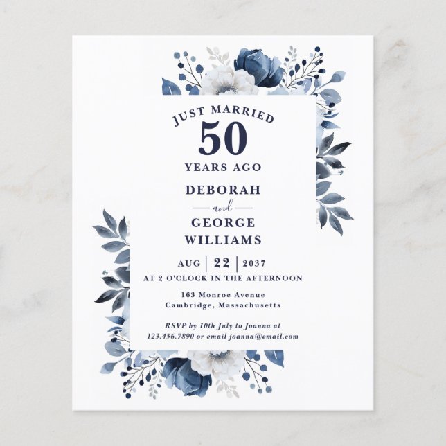 Lámina Invitación floral al 50° aniversario del presupues (Anverso)