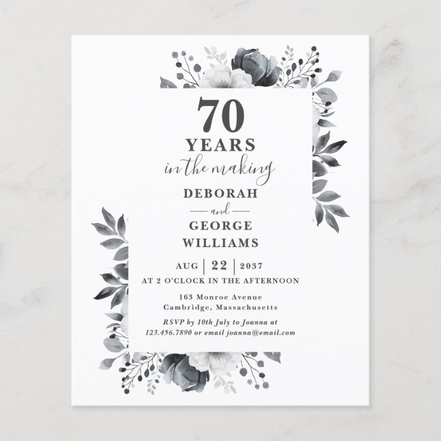 Lámina Invitación floral al 70º aniversario Boda del pres (Anverso)