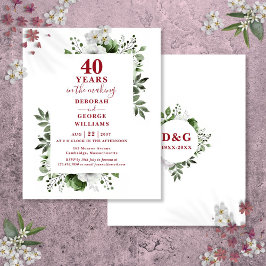 Lámina Invitación floral al cuadragésimo aniversario Boda