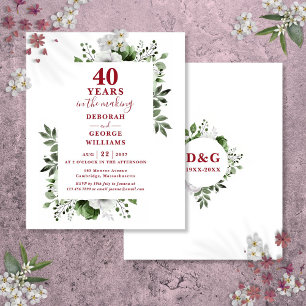 Lámina Invitación floral al cuadragésimo aniversario Boda