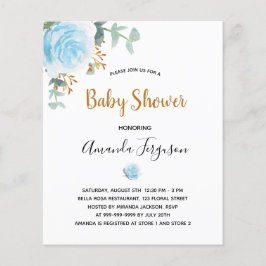 Lámina Invitación floral azul para chico de Baby Shower p