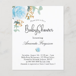 Lámina Invitación floral azul para chico de Baby Shower p