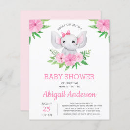 Lámina Invitación floral Baby Shower para Elephant de PRE