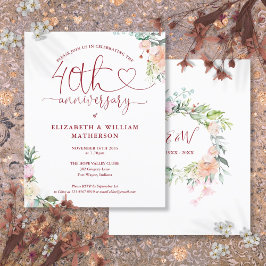 Lámina Invitación floral con corazón del 40 aniversario d