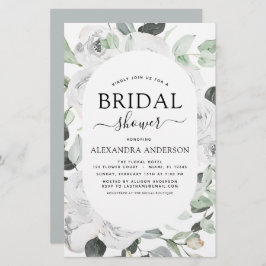 Lámina Invitación floral de ducha de novia con rosa blanc