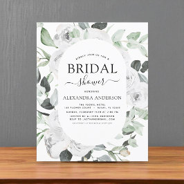 Lámina Invitación floral de ducha de novia con rosa blanc