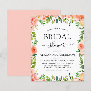 Lámina Invitación floral de ducha de novias con barro de