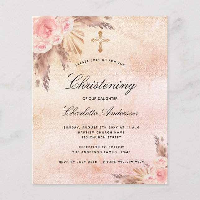 Lámina Invitación floral de la rosa de Navidad pampas (Anverso)