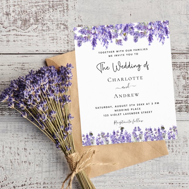 Lámina Invitación floral de lavender violet boda de presu (Subido por el creador)