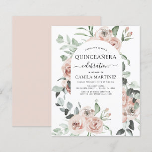 Lámina Invitación floral de Quinceañera Rosa Dusty Budget