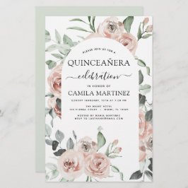Lámina Invitación floral de Quinceañera Rosa Dusty Budget