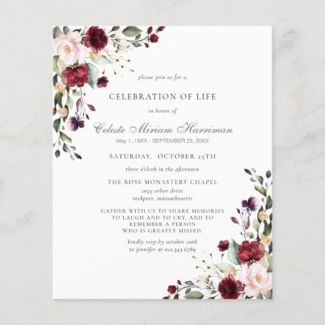 Lámina Invitación floral del Funeral Presupuestario Borgo (Anverso)