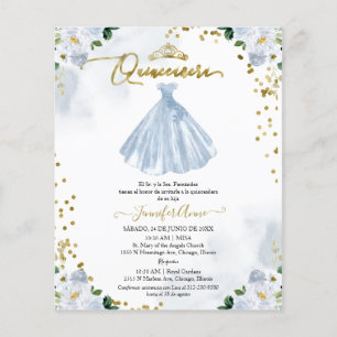 Lámina Invitación Floral Económica para Quinceañera en Es