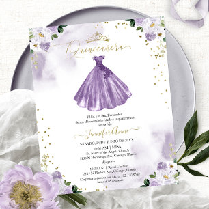 Lámina Invitación Floral Económica para Quinceañera en Es