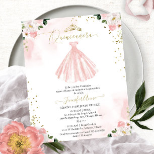 Lámina Invitación Floral Económica para Quinceañera en Es