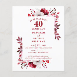 Lámina Invitación floral para 40º aniversario de boda con