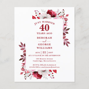 Lámina Invitación floral para 40º aniversario de boda con