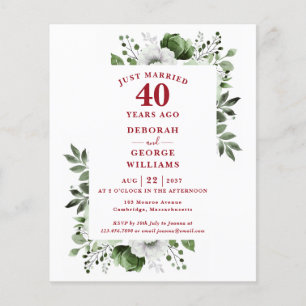Lámina Invitación floral para 40º aniversario de boda Pre