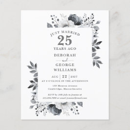 Lámina Invitación floral para bodas de plata por 25º aniv