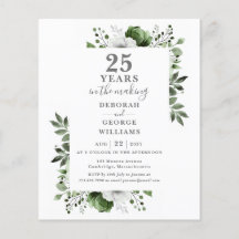 Invitación floral para el 25º aniversario de boda 