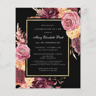 Lámina Invitación floral rosa borgoñona funeral