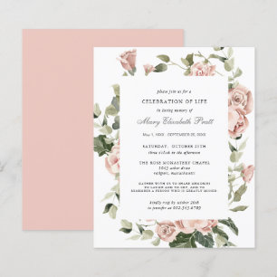 Lámina Invitación floral rosa para celebración de vida co