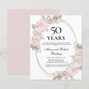 Lámina Invitación floral rosada al 50 aniversario del pre