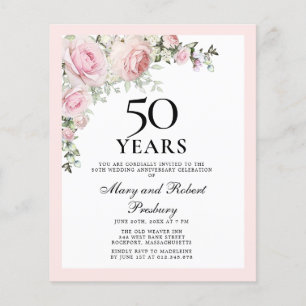 Lámina Invitación floral rosada al 50 aniversario del pre