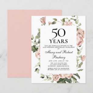 Lámina Invitación floral rosada al 50 aniversario del pre