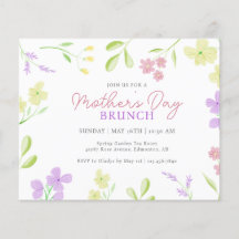 Invitación floral suave de brunch del día de la ma