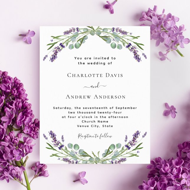 Lámina Invitación formal a la boda de Lavender floral (Subido por el creador)