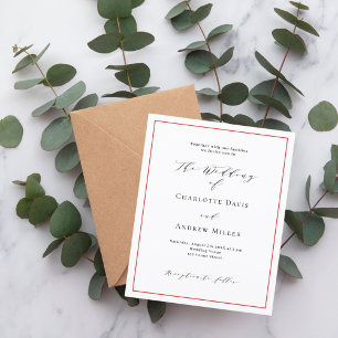 Lámina Invitación formal de boda blanca roja