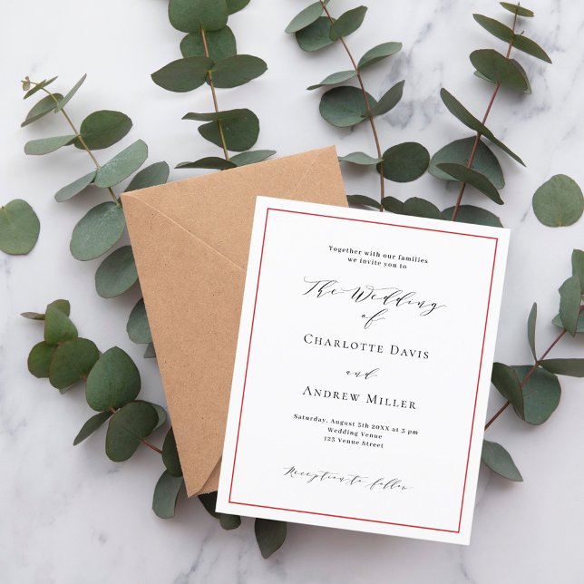 Lámina Invitación formal de boda blanca roja (Subido por el creador)