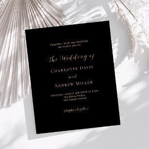 Lámina Invitación formal de boda clásica de oro de rosa n