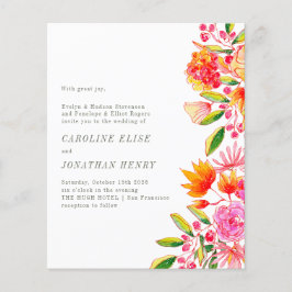 Lámina Invitación Formal de Boda Floral Rosa Naranja Pres