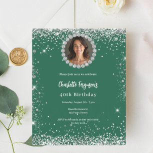 Lámina Invitación fotográfica de cumpleaños con diamante 