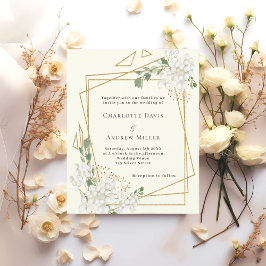 Lámina Invitación geométrica a la boda de flores blancas 