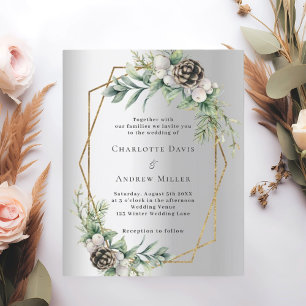 Lámina Invitación geométrica de boda de cono plateado