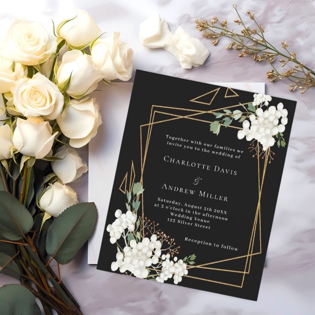Lámina Invitación geométrica de boda de florines blancos  (Subido por el creador)