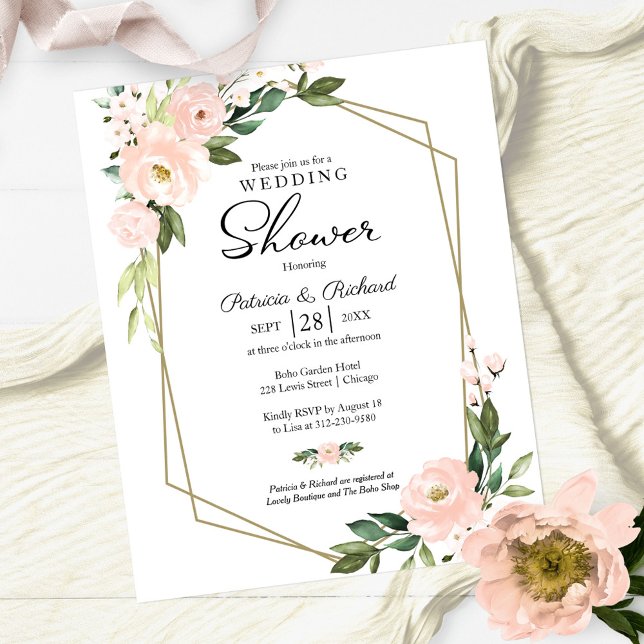 Lámina Invitación geométrica floral para ducha de parejas (Subido por el creador)