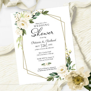 Lámina Invitación geométrica floral para ducha de parejas