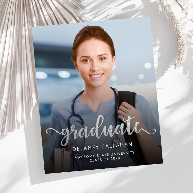 Lámina Invitación Grad de guión plateado de foto presupue (Subido por el creador)