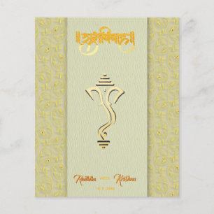 Lámina Invitación hindú india de boda Ganesha con presupu
