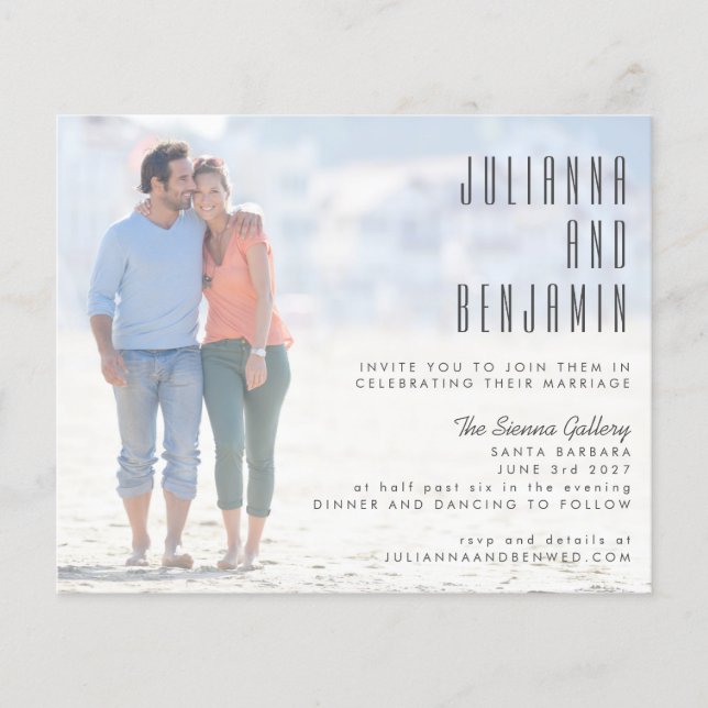 Lámina Invitación horizontal del Boda de superposición de (Anverso)