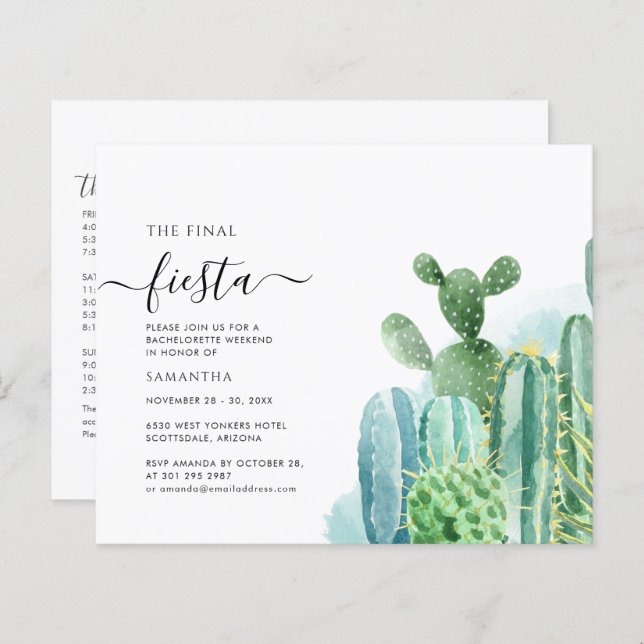 Lámina Invitación Itineraria de Fiesta de fin de semana d (Anverso / Reverso)