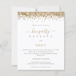 Lámina Invitación Itineraria Hen Weekend Purpurina de Oro