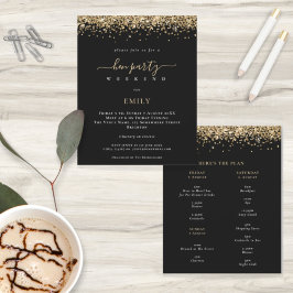 Lámina Invitación Itineraria Hen Weekend Purpurina de Oro