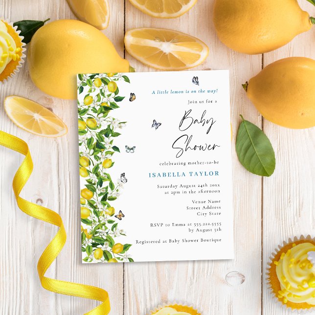 Lámina Invitación moderna a Baby Shower de Lemon Citrus (Subido por el creador)